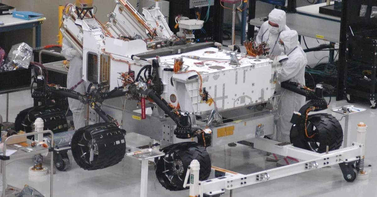 Mars rover Curiosity with Newly Installed Wheels