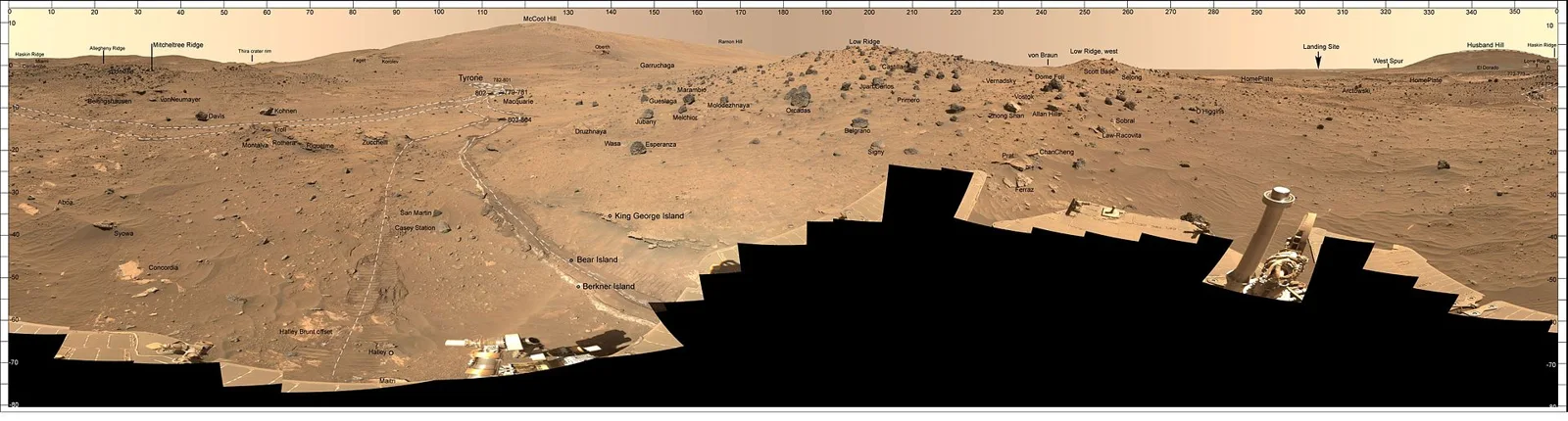 PIA01907: 'McMurdo' Panorama from Spirit's 'Winter Haven' Target Name: Mars Is a satellite of: Sol (our sun) Mission: Mars Exploration Rover