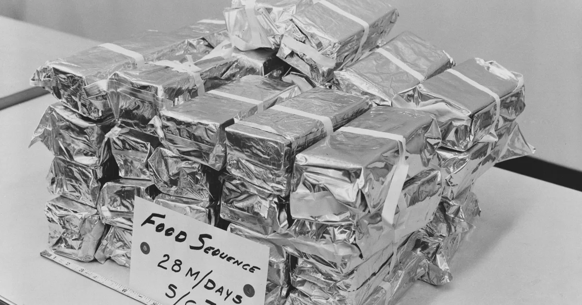 View of food packets for the Gemini 7 space flight