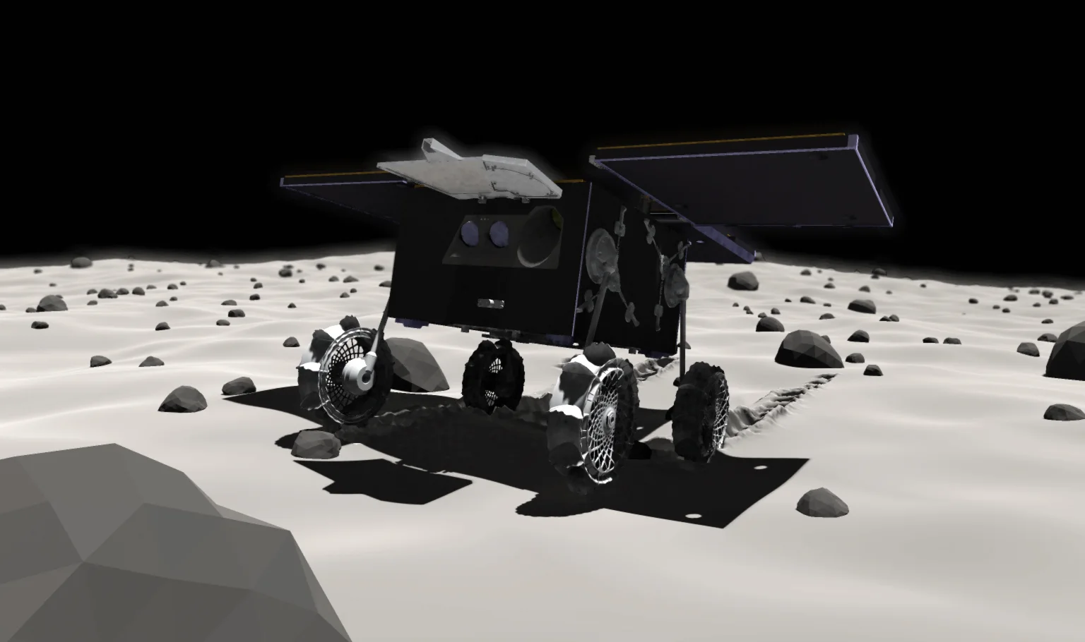 The MMX Rover moving on Phobos (simulation)