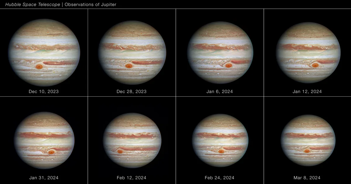 Using Hubble Space Telescope data spanning approximately 90 days (between December 2023 and March 2024) when the giant planet Jupiter ranged