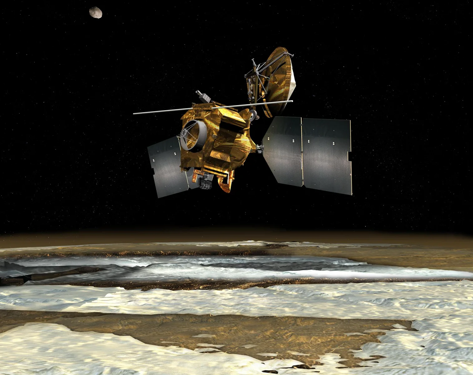 Mars Reconnaissance Orbiter over Pole Artist Concept