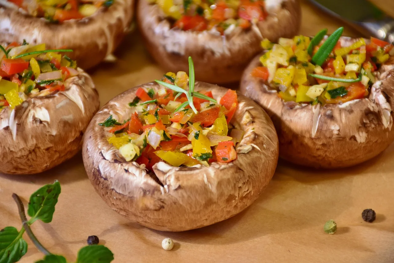 mushrooms, brown mushrooms, herbs, filled, filling, meal, cook, food, healthy, yummy, seasoning, nourishment, fresh, natural product, food p