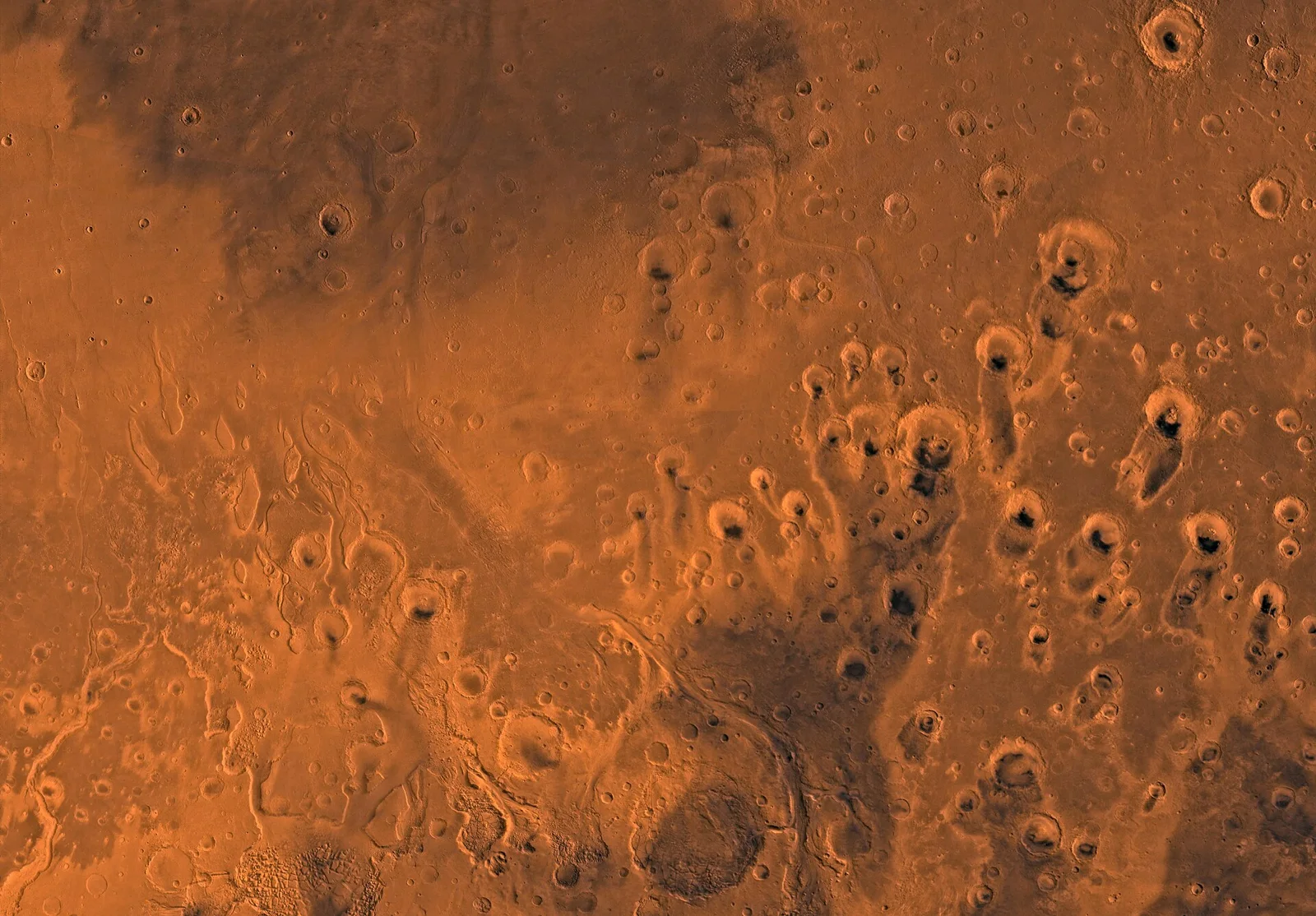 PIA00171: MC-11 Oxia Palus Region http://photojournal.jpl.nasa.gov/catalog/pia00171 Mars digital-image mosaic merged with color of the MC-11